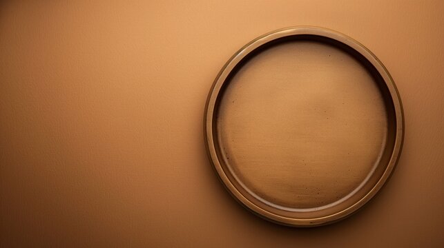 Vintage oval picture frame on a textured orange-brown wall
