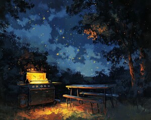 Summer night by the grill