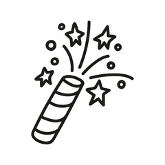 Single firework for celebration. Hand drawn doodle vector illustration 