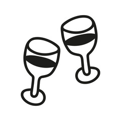 Celebration glasses of wine. Hand drawn doodle vector illustration