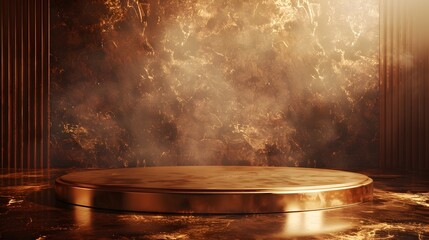Vintage Inspired Circular Stage with Warm Sepia Toned Backdrop for Nostalgic Product Showcasing