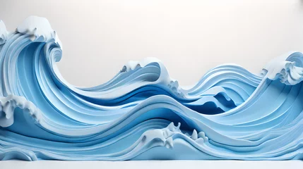 Poster grey color 3d sea wave water landscape background wallpaper © Ivanda