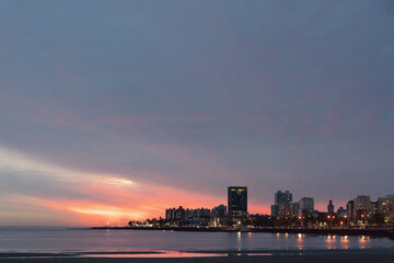 Fototapeta premium Montevideo City landscape at Sunset.