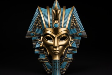 Enigmatic Osiris face god mask. Travel statue. Generate Ai