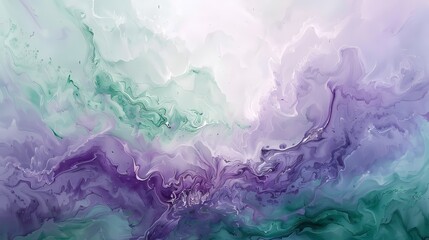 Soft lilac and seafoam green gently blend, creating an enchanting and whimsical abstract scene that evokes a sense of fantasy.