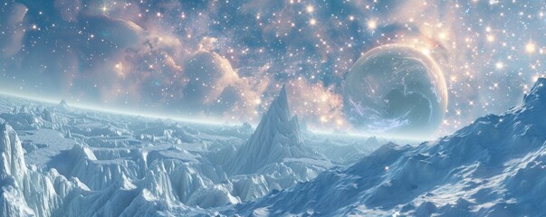 Virtual exploration of Ganymedes frozen beauty - obrazy, fototapety, plakaty