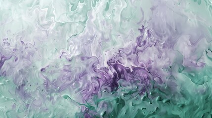 Soft lilac and seafoam green gently blend, creating an enchanting and whimsical abstract scene that evokes a sense of fantasy.