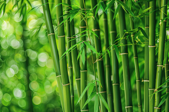 a close up of a bamboo plant with lots of green leaves