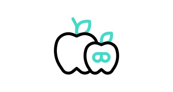 apple and worm icon animation video