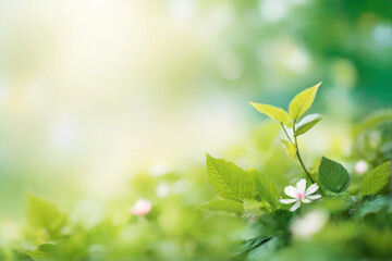 Fototapeta na wymiar Beautiful natural spring green background with flower