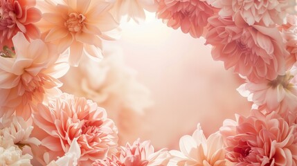 Soft pastel-colored dahlias in a romantic, dreamy close-up