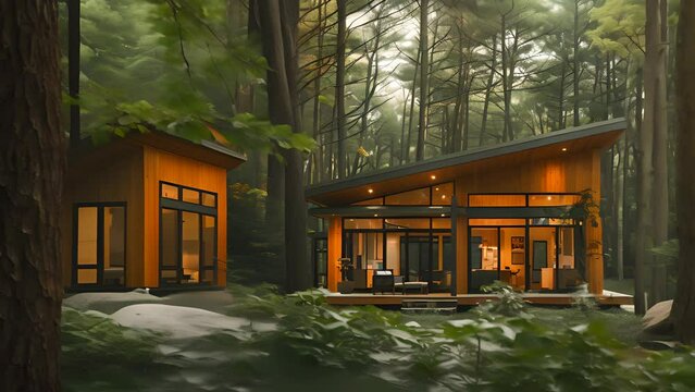 4K Video Clip Concept design of a modern one-story house. For use in structural design and As-Built Drawing.