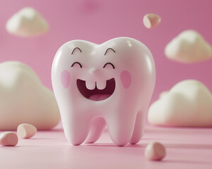 A 3D animator's imaginative representation of a healthy smile, emphasizing dental health,