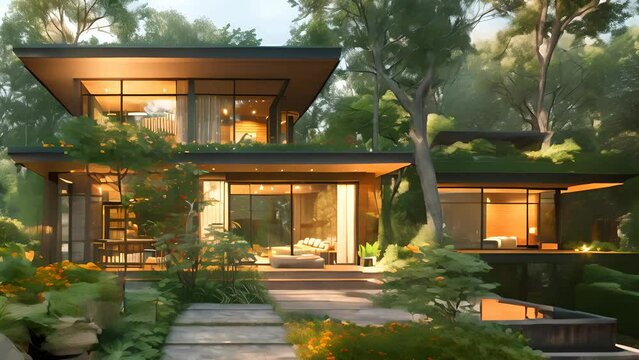 4K Video Clip Concept design of a two-storey modern house. For use in structural design and As-Built Drawing