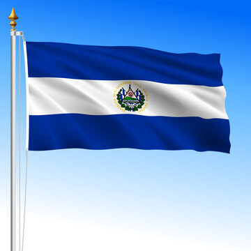 El Salvador, official national waving flag, american country, vector illustration