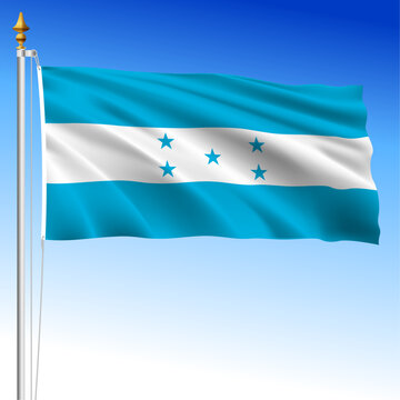 Honduras, official national waving flag, central america, vector illustration