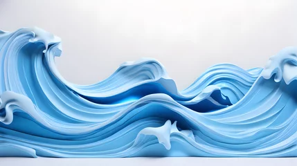 Gordijnen dark blue color 3d sea wave water landscape background wallpaper © Ivanda
