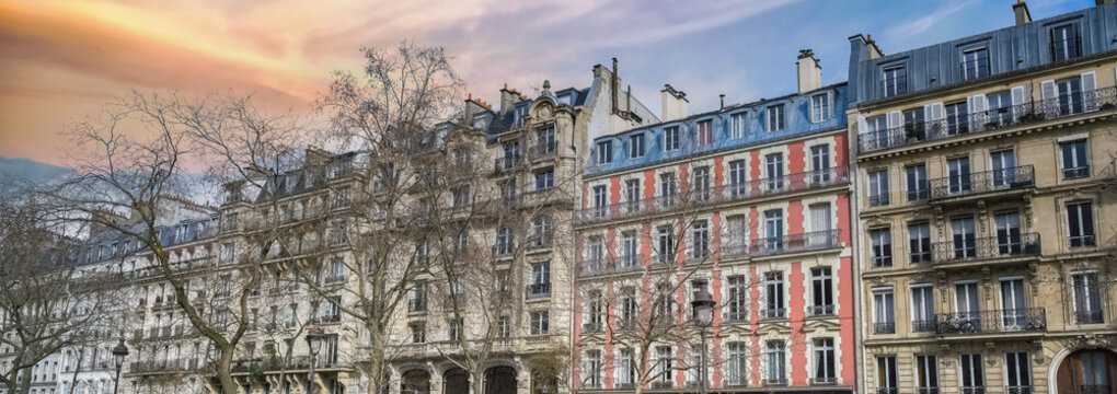 Paris, beautiful buildings boulevard Voltaire in the 11e arrondissement
