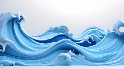 Fotobehang dark blue color 3d sea wave water landscape background wallpaper © Ivanda