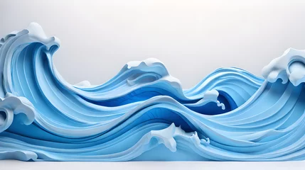 Fotobehang dark blue color 3d sea wave water landscape background wallpaper © Ivanda