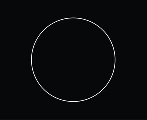 Circle Shape Outline Stroke White Symbol Vector Illustration With Black Background