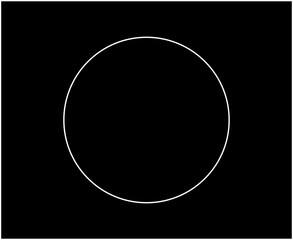 Circle Shape Outline Stroke White Symbol Vector Illustration With Black Background