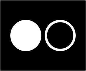 Circle Shape And Circle Outline Stroke White Symbol Vector Illustration With Black Background