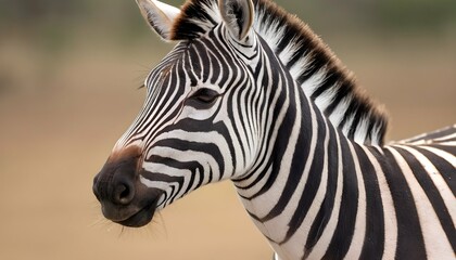 Fototapeta na wymiar A-Zebra-With-Its-Nostrils-Flaring-As-It-Sniffs-The-