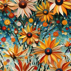 Drawing of a flower pattern for a background image with colorful, colorful flowers.
