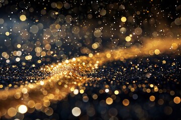 Sparkling gold confetti edges on black, setting the scene for an elegant party night - obrazy, fototapety, plakaty