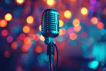 Professional microphone studio podcast stream interview platform radio with micrecording voice...