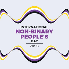 International Non-Binary People's Day poster vector illustration. Non-Binary pride flag ribbon frame vector illustration. Template for background, banner, card. July 14 each year. Important day