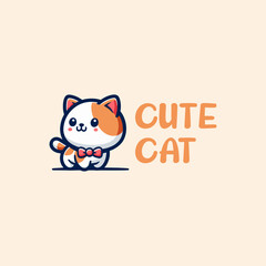 cute cat logo vector design, premium design