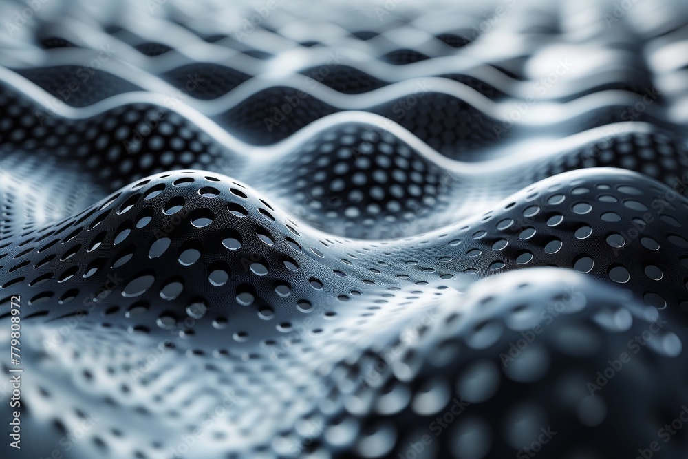 Poster this black and white image features a mesmerizing pattern of waves and dotted textures creating a hy