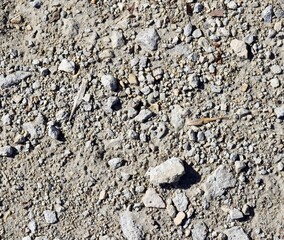 A close view of the rock and pebble gravel surface.