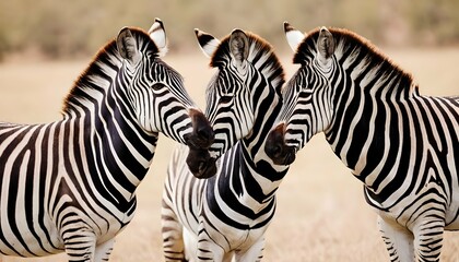 A-Zebra-Pair-Rubbing-Their-Necks-Together-In-A-Dis- - obrazy, fototapety, plakaty
