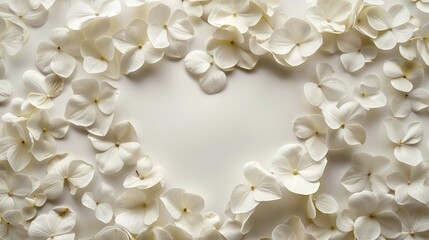 White hydrangea flowers framing a blank space for text or design