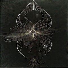 Sacred geometric symbol on black background. Abstract mystic poster. Generative AI - 779810510