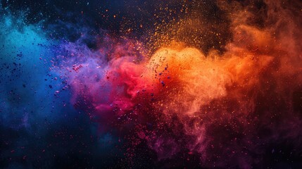 Colorful abstract powder explosion on black background. Colorful dust cloud. - obrazy, fototapety, plakaty