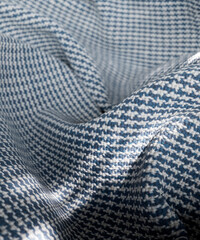 Blue and white patterned crumpled blanket rug 3d render