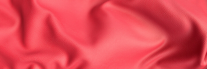 Looking down onto a piece of wrinkled red leather close up 3d render
