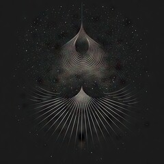 Sacred geometric symbol on black background. Abstract mystic poster. Generative AI