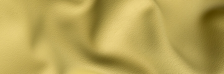 Looking down onto a piece of wrinkled yellow leather close up 3d render