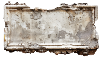 old antique stone sign plate isolated on white or transparent