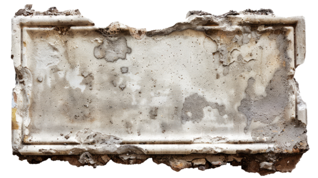 old antique stone sign plate isolated on white or transparent