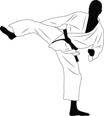 karate fighter, sidekick - vector
