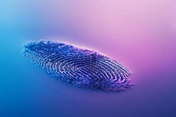 Digital Biometric Fingerprint in Blue to Purple Gradient