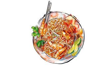 Watercolor Sashimi Platter, Ilustration for Food Blog, Culinary Magazine, Japanese Cuisine Design Template