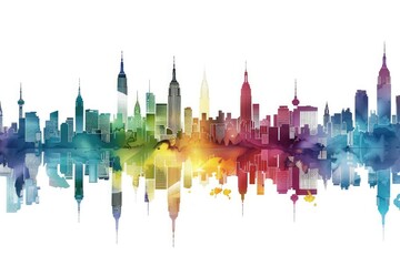 Vector silhouettes of city skylines from around the world - obrazy, fototapety, plakaty