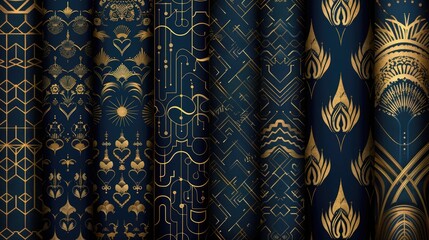 A collection of art deco patterns and frames for luxury branding and elegant invitations - obrazy, fototapety, plakaty